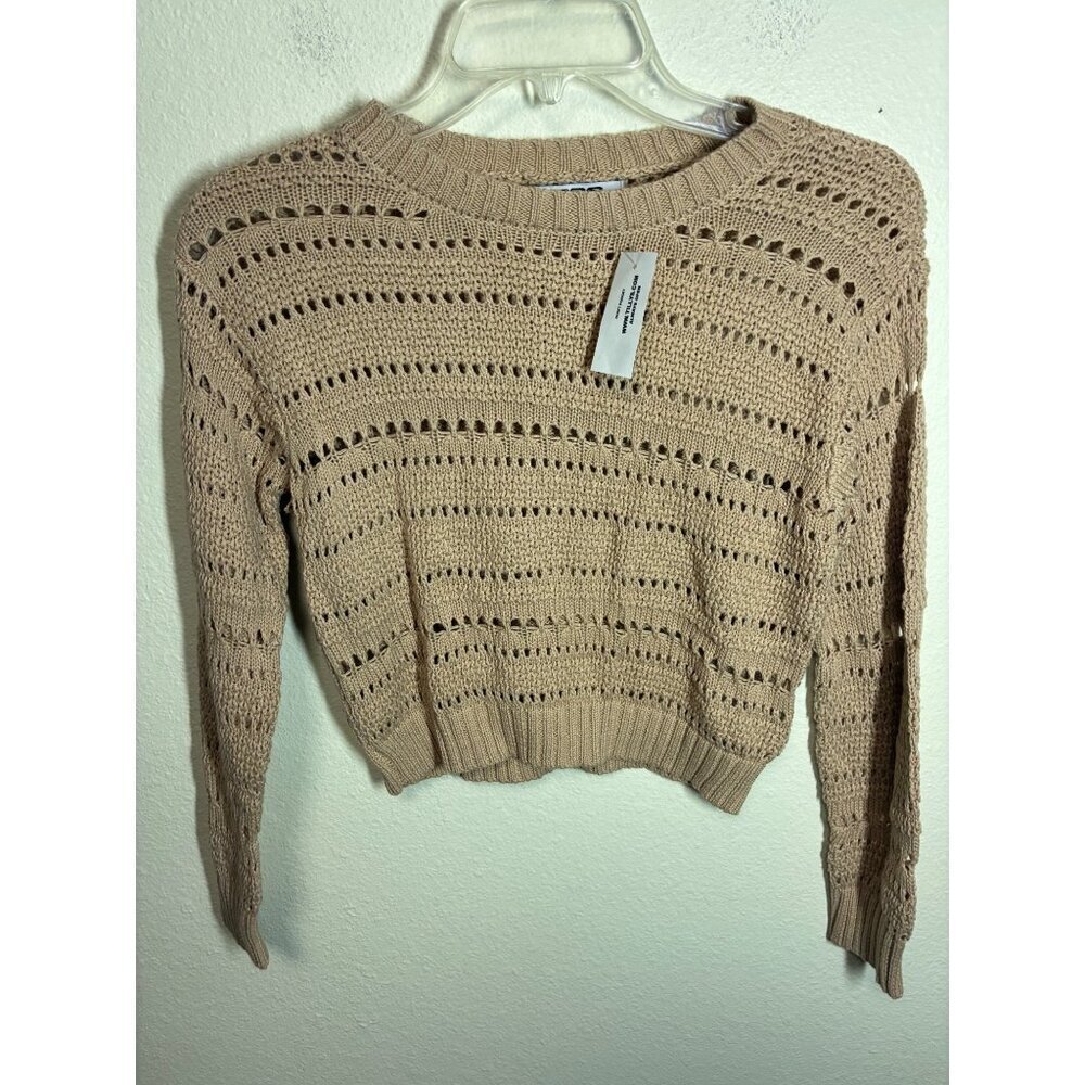 NWT RSQ Open Knit Sweater Winter Cotton Beige Girls Size Medium